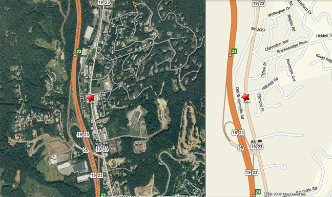 map and aerial view